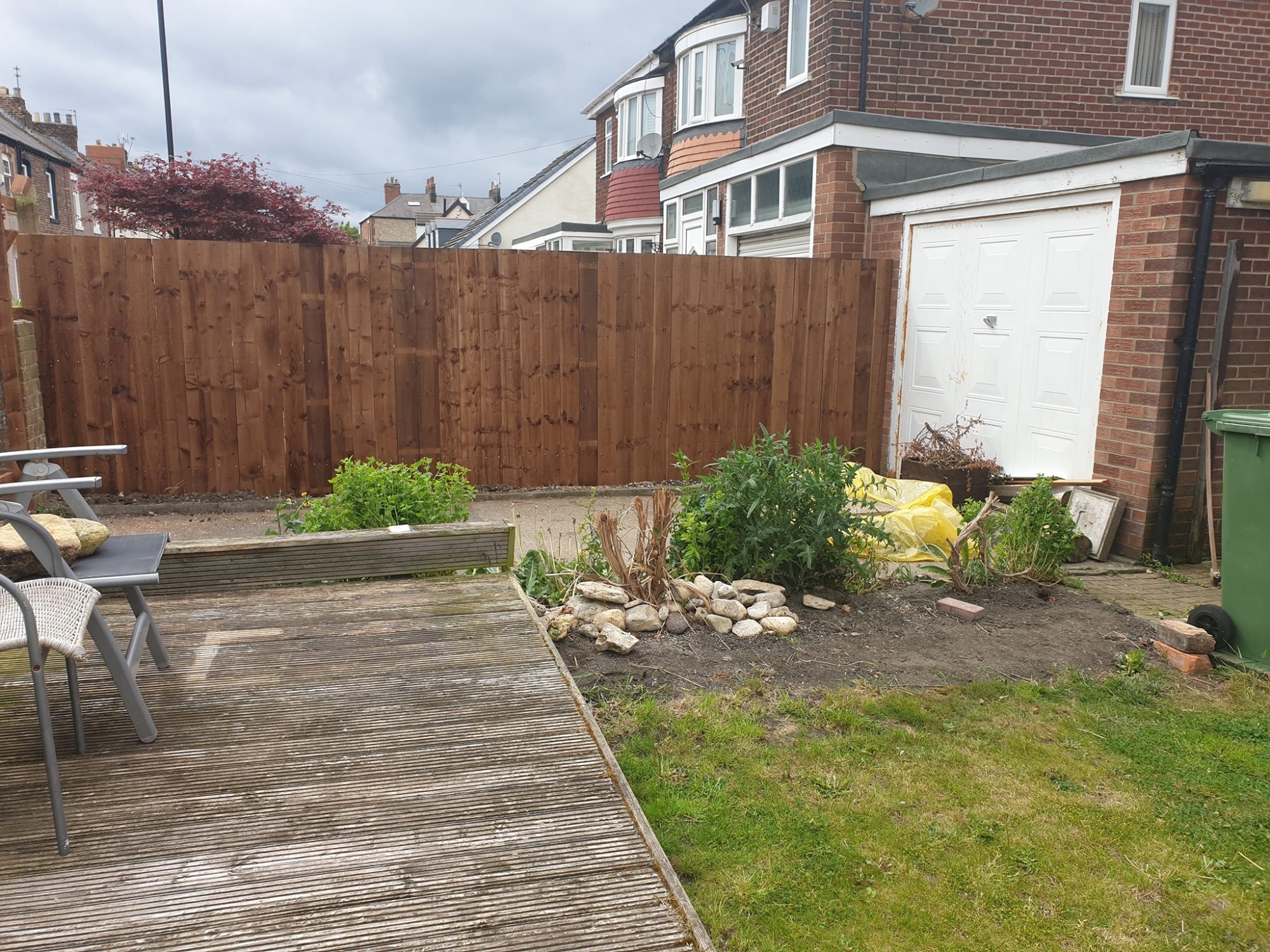 Painted timber fence in Sunderland, freshly stained and protected
